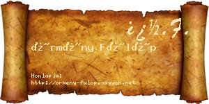 Örmény Fülöp névjegykártya